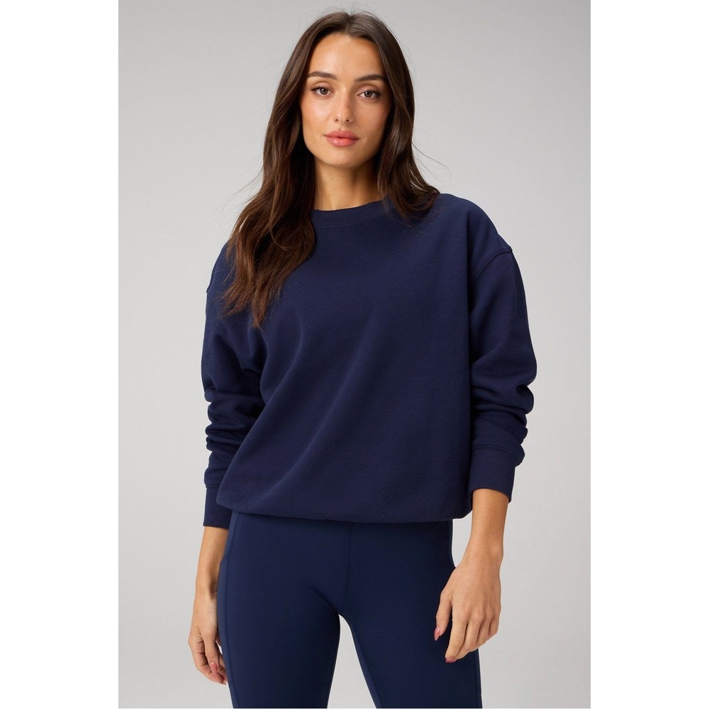 Fabletics Navy Blue Cozy Fleece Crewneck Sweatshirt Small